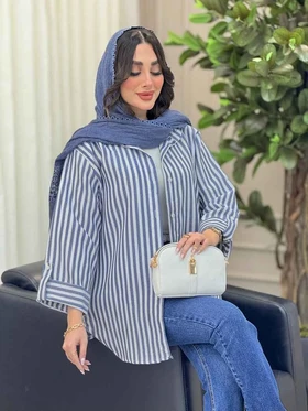 مانتو راه راه آستین پاگن