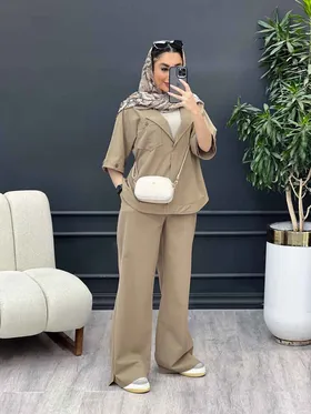 ست مانتو و شلوار جلو بسته دلوان