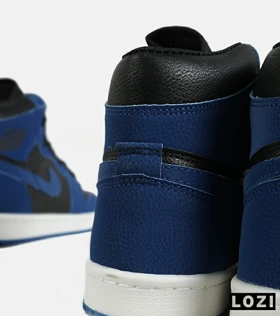 کفش کتانی مردانه و زنانه ساق‌دار مشکی آبی NIKE jordan 1