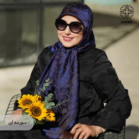 روسری ژاکارد رونا گل رز (سورمه ای)