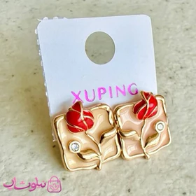 گوشواره زنانه ژوپینگ مدل میناکاری با گل برجسته کد 4691