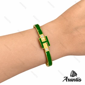 دستبند زنانه هرمس سبز طلایی مدل w-10854