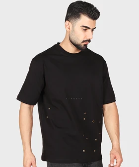 تیشرت لش مردانه طرح پانچ فلزی 1708