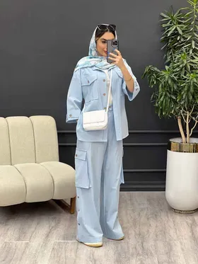 ست مانتو و شلوار دو جیب پیله