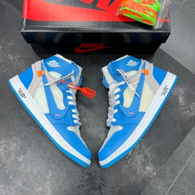 کفش نایک ایر جردن وان ساق‌دار آف وایت یونیورسیتی Nike Air Jordan 1 High Off-White University Blue