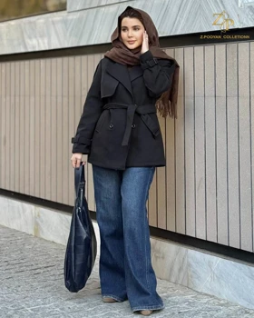 پالتو زنانه جلو بسته کمردار فوتر ایوانا