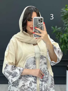 ست مانتو شلوار طرح دار پایین ریش