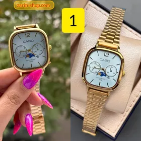 ساعت زنانه مردانه کاسیو مستطیلی طرح ماه و ستاره