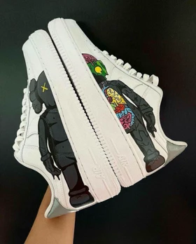 کفش اسپرت کاستوم کتانی با طرح Kaws نایک nike ایرفورس air force کد 88042