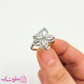انگشتر دخترانه اسپینری (چرخان) مدل گل نگین‌دار