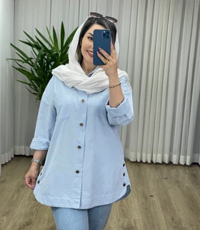 مانتو بغل دکمه لینن