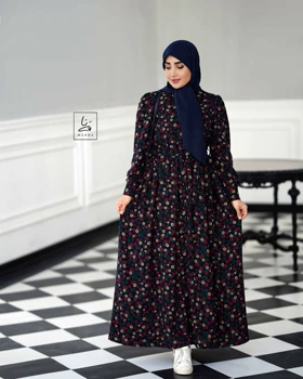 پیراهن گل بابونه سورمه ای