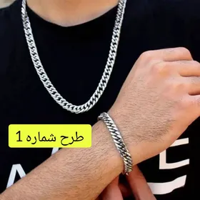 دستبند و گردنبند کارتیر سیلور مردانه در 3 طرح 150170220