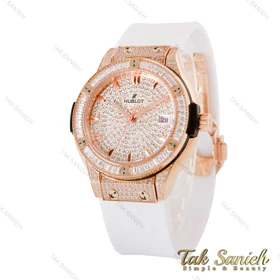 ساعت هابلوت زنانه فول نگین سفید قاب رزگلد Hublot-4903-L