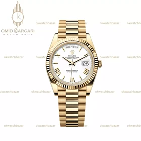 ساعت مچی رولکس دی دیت بند طلایی صفحه سفید Rolex Day-Date