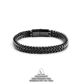 دستبند مردانه زنجیری مشکی Steel Braided Bracelet K2