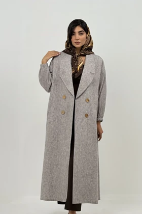 مانتو بلند داماسک آسو (خاکی)