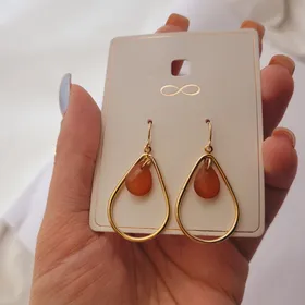 گوشواره آویز اشکی میله ای نارنجی
