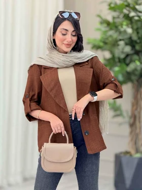 مانتو دو دکمه آستین پاگن پرنا