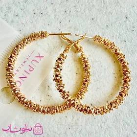 گوشواره زنانه حلقه‌ای ژوپینگ مدل خاویاری طلایی کد 5991