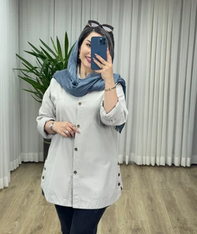 مانتو لینن بغل دکمه کد 2112