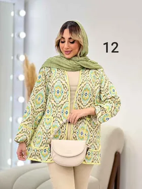 مانتو طرح دار نوار دوزی دو جیب