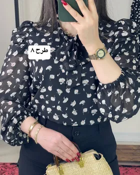 شومیز آستین پفی طرح‌دار