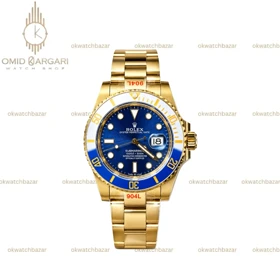 ساعت مچی رولکس سابمارینر سوئیسی طلایی صفحه سرمه ای Rolex Submariner