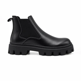 بوت نیم بوت مردانه مدل برشکا BERESHKA دو بر کش چرم رنگ مشکی کد 12753