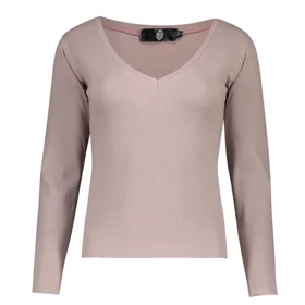 بلوز آستین بلند زنانه پپا مدل Vneck رنگ فیلی