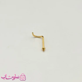 پیرسینگ بینی منحنی مدل نوک مخروطی طلایی رنگ کد 515