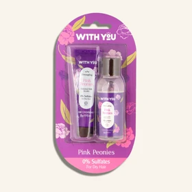 پک مسافرتی شامپو و نرم‌کننده ویت یو With You مدل Pink Peonies