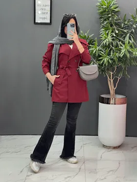 مانتو داکرون چهاردکمه کمردار