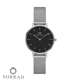 ساعت دنیل ولینگتون مردانه / ساده بند حصیری رنگ نقره ای صفحه مشکی