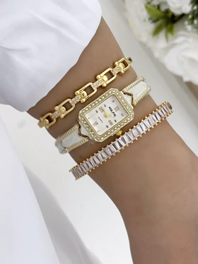 ساعت بند سرامیکی صفحه مستطیل زنانه 943