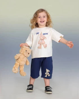 ست تیشرت شلوارک طرح خرس مناسب برای 1 تا 5 سال