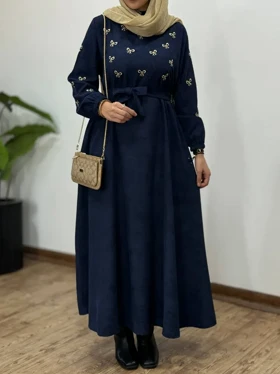 پیراهن مانتویی گلدوزی ثمن