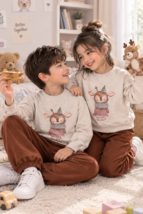 ست بلوز و شلوار یقه گرد مدل گوزنی کد 1211