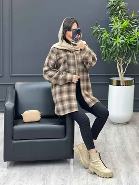 شکت دو جیب دکمه چوبی