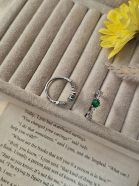 انگشتر جواهری فری سایز دایره سبز