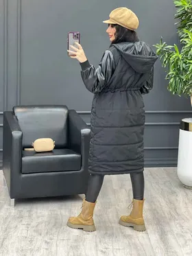 کاپشن آستین چرم بلند