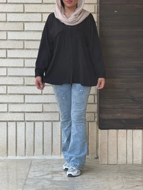 مانتو نخی کجرا مشکی 7055