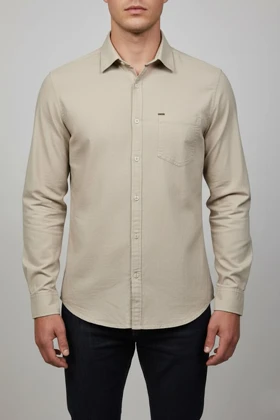پیراهن مردانه کرم آستین بلند نخ پنبه 513