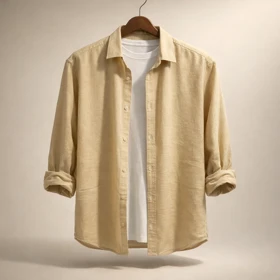 «پیراهن لینن خردلی روشن با حس آفتاب طلایی»-کدPA0