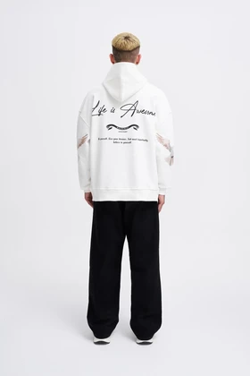 پرندگان مرد دو گلدوزی Ekru Hoodie M3552