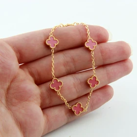 دستبند زنانه طرح ونکلیف (طلایی صورتی)