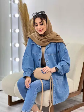 مانتو جین دو جیب پایین زاپ‌دار