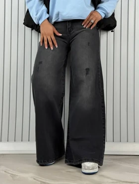 شلوار فول بگ ذغالی کمردار