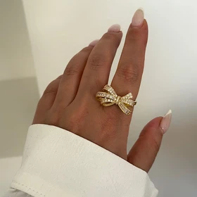 انگشتر زنانه پاپیون نگینی کد 301