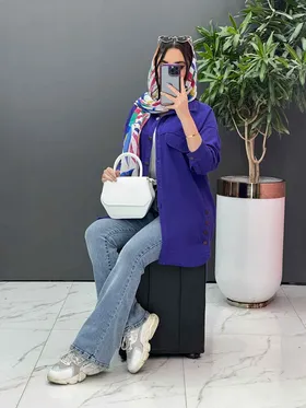 مانتو کتان بغل چهاردکمه